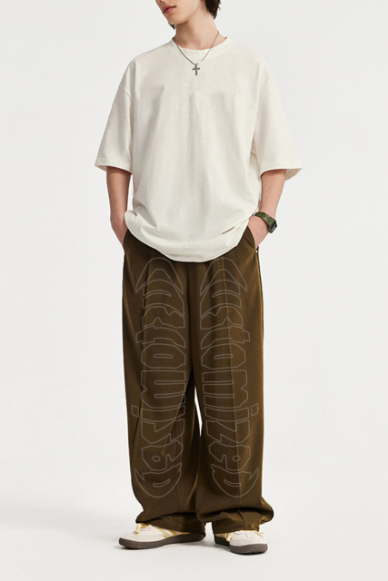 High Quality Custom Loose Causal Windbreaker Nylon Pants Sweatpants Patchwork Elastic Waistband Embroidery Nylon Track Pants