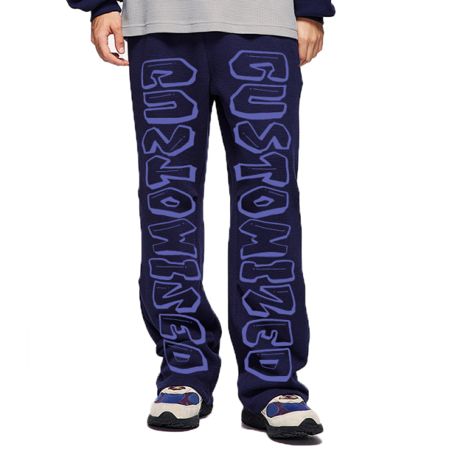 Wholesale Drawstring Waist Straight Leg Unisex Sportswear Pants Men Custom Side Striped Wide Leg Track Pants