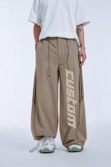 Streetwear Custom Suit Trouser Pants Knee Pleat Cutting Wide Leg Mens Suits