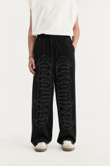 High Quality Custom Loose Causal Windbreaker Nylon Pants Sweatpants Patchwork Elastic Waistband Embroidery Nylon Track Pants