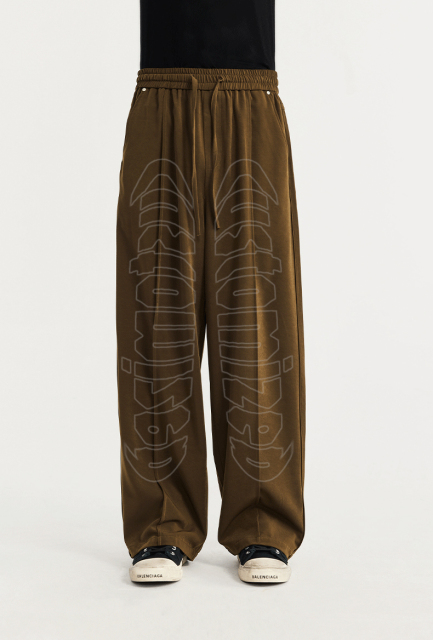 High Quality Custom Loose Causal Windbreaker Nylon Pants Sweatpants Patchwork Elastic Waistband Embroidery Nylon Track Pants