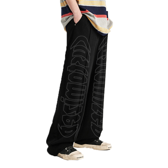 High Quality Custom Loose Causal Windbreaker Nylon Pants Sweatpants Patchwork Elastic Waistband Embroidery Nylon Track Pants