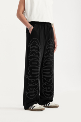 High Quality Custom Loose Causal Windbreaker Nylon Pants Sweatpants Patchwork Elastic Waistband Embroidery Nylon Track Pants