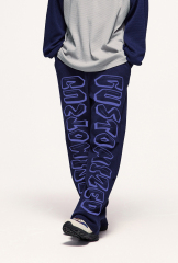 Wholesale Drawstring Waist Straight Leg Unisex Sportswear Pants Men Custom Side Striped Wide Leg Track Pants