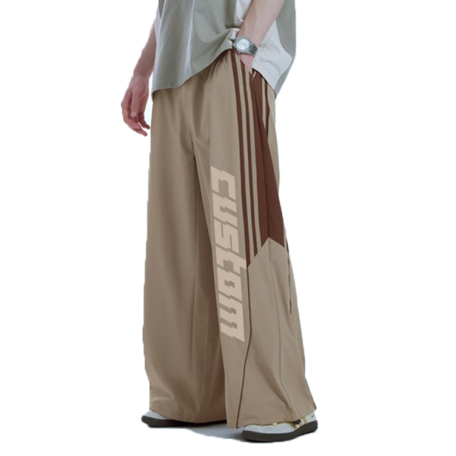 Streetwear Custom Suit Trouser Pants Knee Pleat Cutting Wide Leg Mens Suits