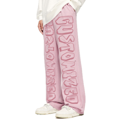 Wholesale Drawstring Waist Straight Leg Unisex Sportswear Pants Men Custom Side Striped Wide Leg Track Pants