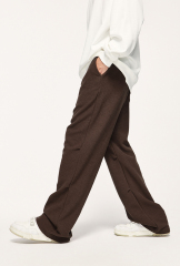 Wholesale Drawstring Waist Straight Leg Unisex Sportswear Pants Men Custom Side Striped Wide Leg Track Pants