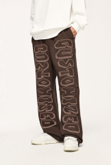 Wholesale Drawstring Waist Straight Leg Unisex Sportswear Pants Men Custom Side Striped Wide Leg Track Pants