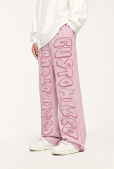 Wholesale Drawstring Waist Straight Leg Unisex Sportswear Pants Men Custom Side Striped Wide Leg Track Pants