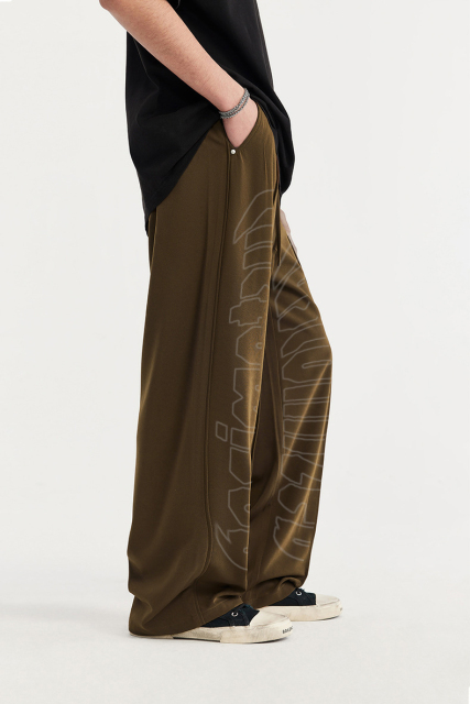 High Quality Custom Loose Causal Windbreaker Nylon Pants Sweatpants Patchwork Elastic Waistband Embroidery Nylon Track Pants