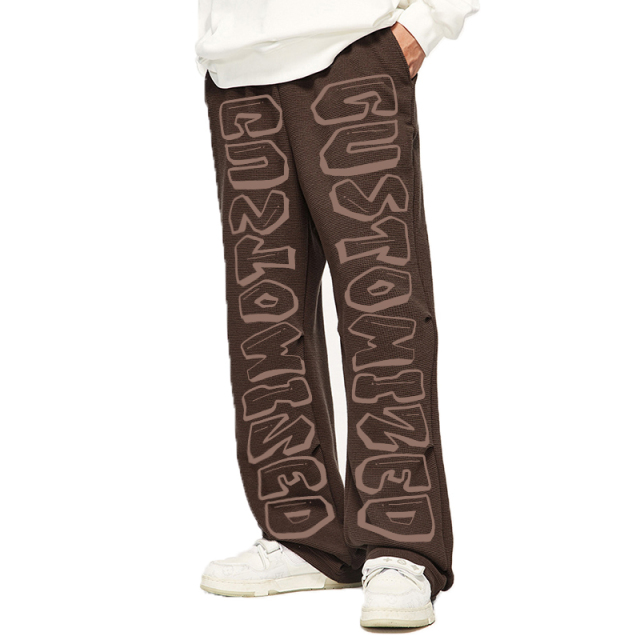 Wholesale Drawstring Waist Straight Leg Unisex Sportswear Pants Men Custom Side Striped Wide Leg Track Pants