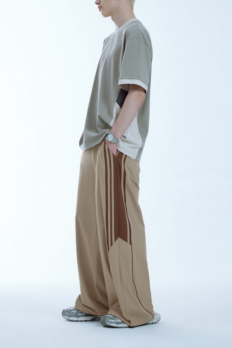 Streetwear Custom Suit Trouser Pants Knee Pleat Cutting Wide Leg Mens Suits