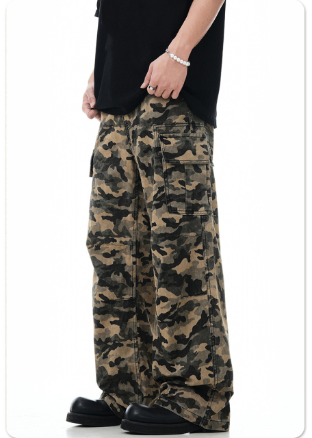 Stylish Multi-Pocket Camouflage Pants Cool Tactical Trousers Loose Cheap Cargo Pants Men