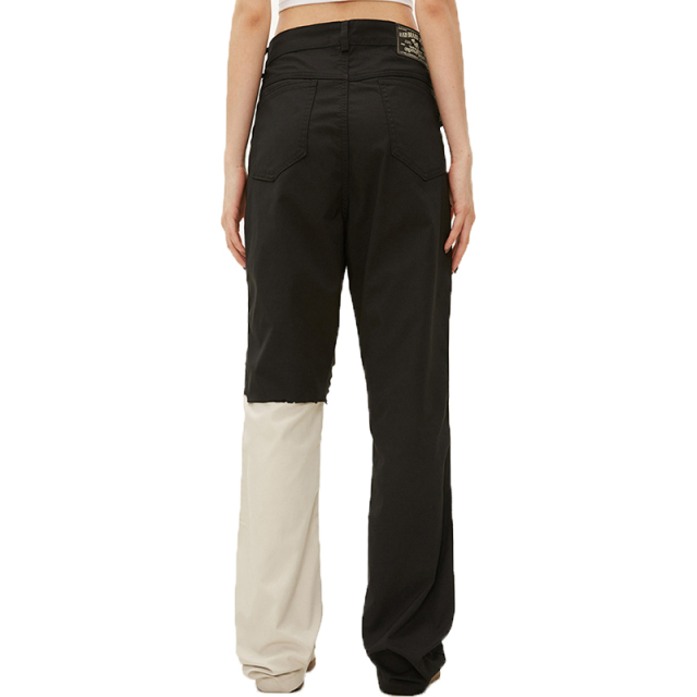 Men Slim Fit Streetwear Contrast Color Patchwork Trousers High Quality Flare Cargo Pants