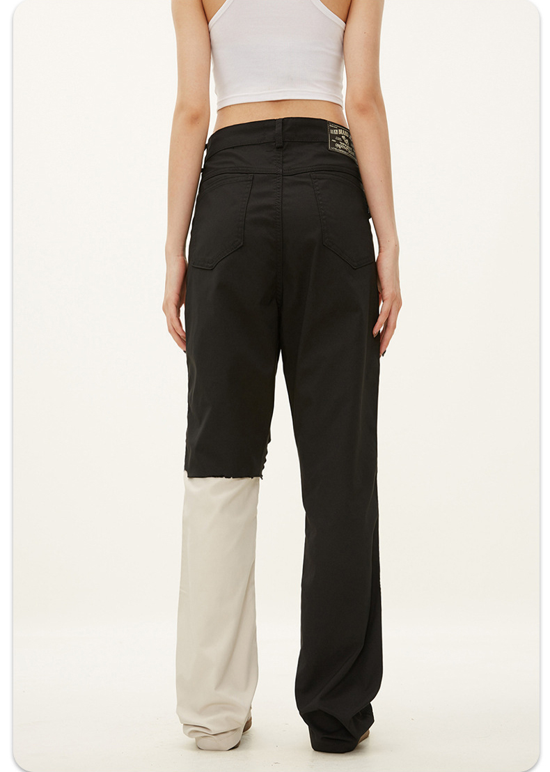 Men Slim Fit Streetwear Contrast Color Patchwork Trousers High Quality Flare Cargo Pants