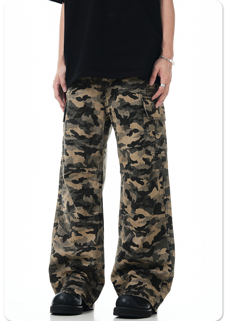 Stylish Multi-Pocket Camouflage Pants Cool Tactical Trousers Loose Cheap Cargo Pants Men