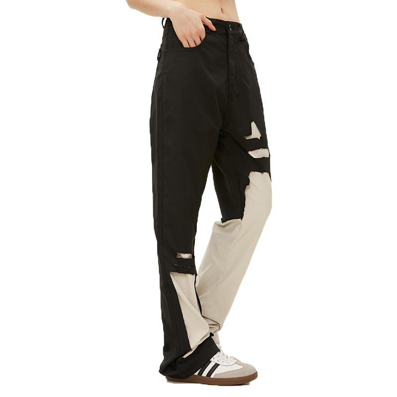 Men Slim Fit Streetwear Contrast Color Patchwork Trousers High Quality Flare Cargo Pants