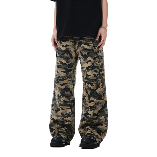 Stylish Multi-Pocket Camouflage Pants Cool Tactical Trousers Loose Cheap Cargo Pants Men