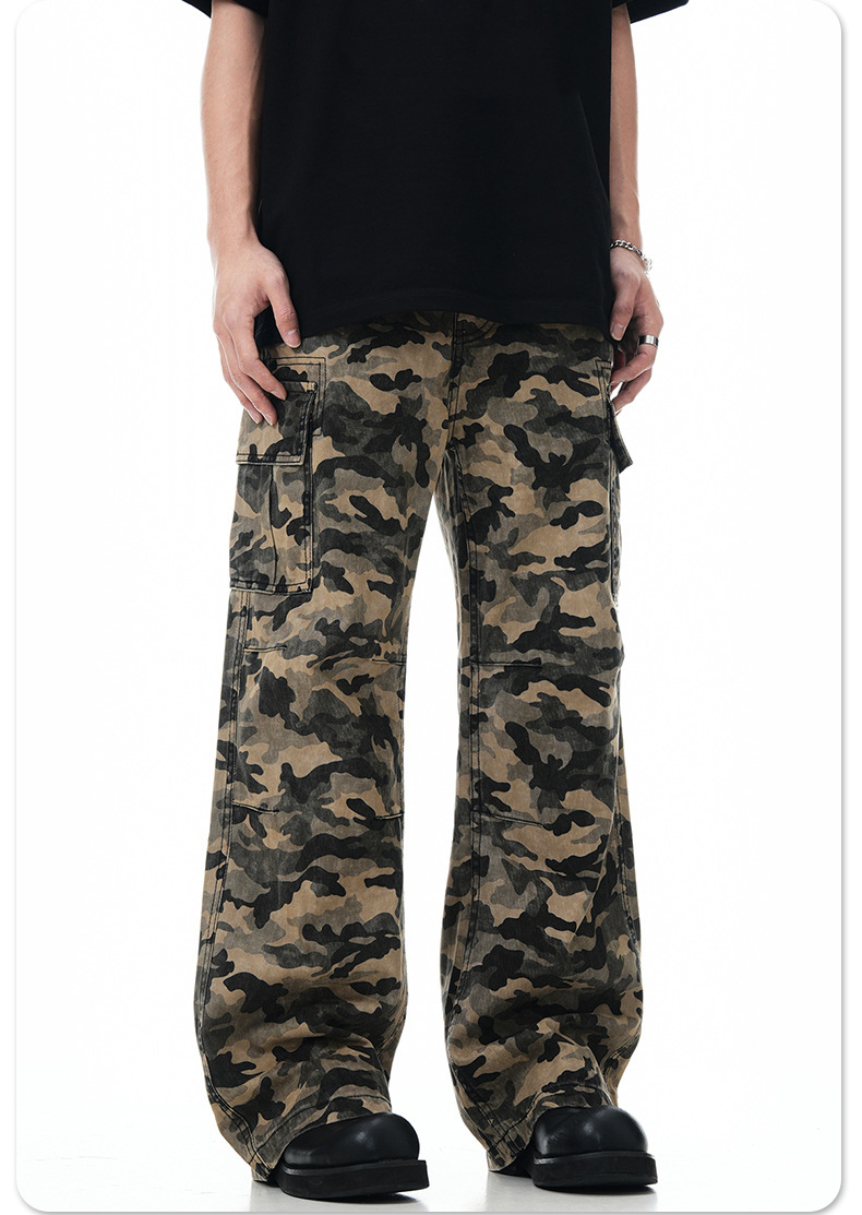 Stylish Multi-Pocket Camouflage Pants Cool Tactical Trousers Loose Cheap Cargo Pants Men