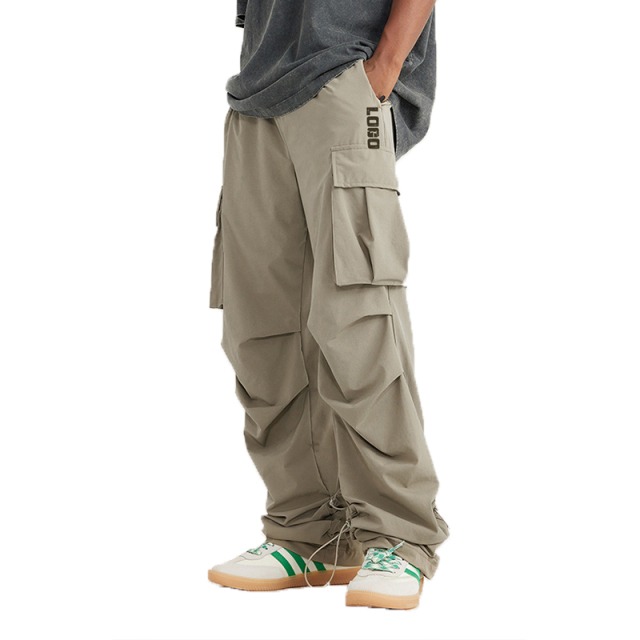 Men Thin Fashion Casual Jogger Pants Streetwear Cargo Pants Men'S Trousers Fitness Gyms Pockets Pleated Pants Mens