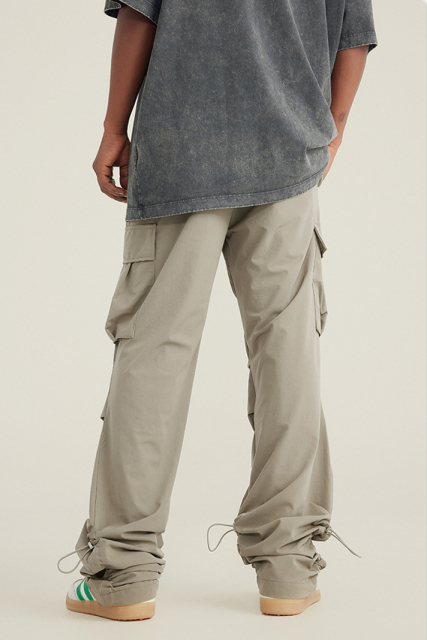 Men Thin Fashion Casual Jogger Pants Streetwear Cargo Pants Men'S Trousers Fitness Gyms Pockets Pleated Pants Mens