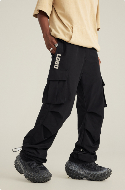 Men Thin Fashion Casual Jogger Pants Streetwear Cargo Pants Men'S Trousers Fitness Gyms Pockets Pleated Pants Mens