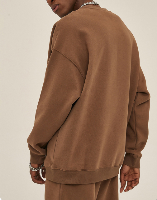 Custom Heavyweight Crew Neck Solid Drop Shoulder Mens Sweatshirt Screen Printing Oversize 100 Cotton Blank Sweat Sweatshirt Suit