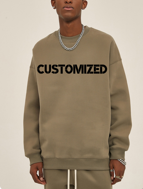 Custom Heavyweight Crew Neck Solid Drop Shoulder Mens Sweatshirt Screen Printing Oversize 100 Cotton Blank Sweat Sweatshirt Suit
