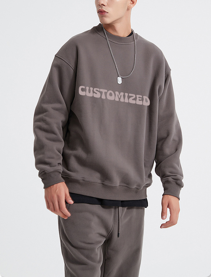 2024 Spring Outdoor Sport Mens Clothing Oversize Sweatshirt Wholesale Custom Organic Cotton Sweatshirtset
