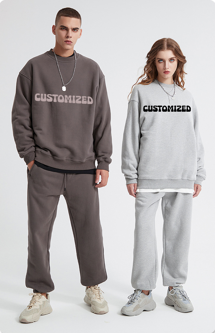 2024 Spring Outdoor Sport Mens Clothing Oversize Sweatshirt Wholesale Custom Organic Cotton Sweatshirtset