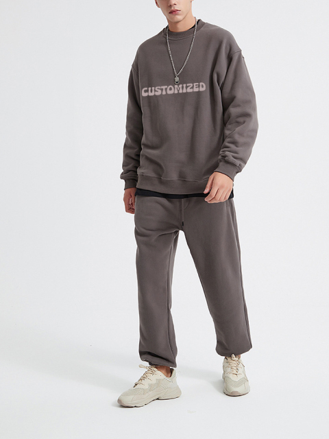 2024 Spring Outdoor Sport Mens Clothing Oversize Sweatshirt Wholesale Custom Organic Cotton Sweatshirtset