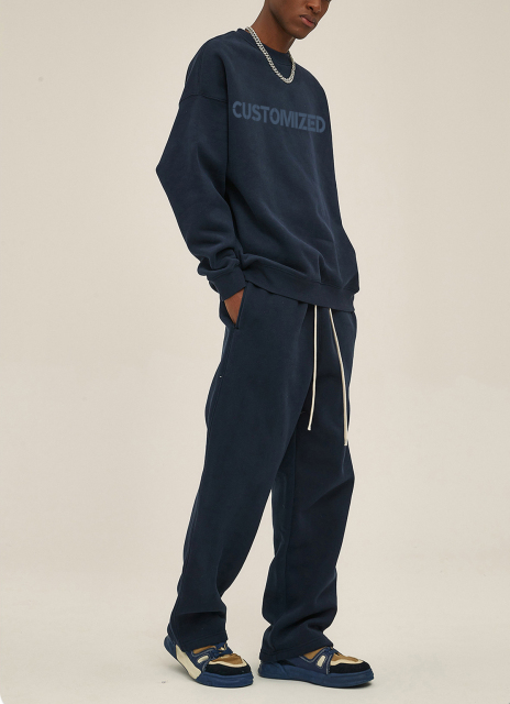 Custom Heavyweight Crew Neck Solid Drop Shoulder Mens Sweatshirt Screen Printing Oversize 100 Cotton Blank Sweat Sweatshirt Suit