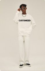 Custom Heavyweight Crew Neck Solid Drop Shoulder Mens Sweatshirt Screen Printing Oversize 100 Cotton Blank Sweat Sweatshirt Suit