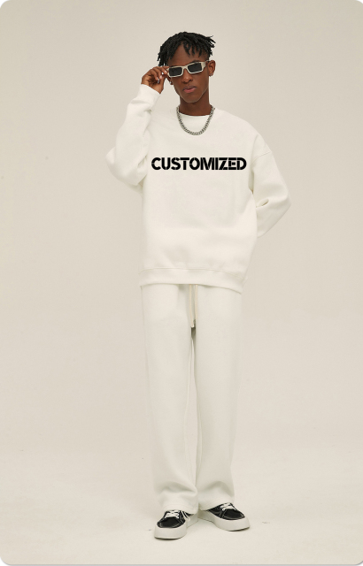 Custom Heavyweight Crew Neck Solid Drop Shoulder Mens Sweatshirt Screen Printing Oversize 100 Cotton Blank Sweat Sweatshirt Suit
