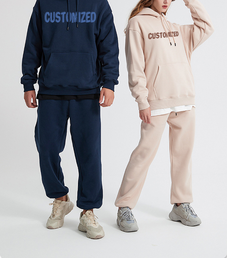 Polyester Men Tracksuit Custom Hoodie And Jogger Set Private Custom Print Graphic Track Suit Men Sweatpants And Hoodie Set