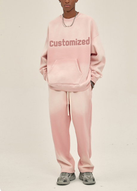 Wholesale 2024 Men Custom New Fashion Acid Wash Sweat Shirts Tracksuit Oversized Tracksuit Men Loose Fit Male Sweatsuit