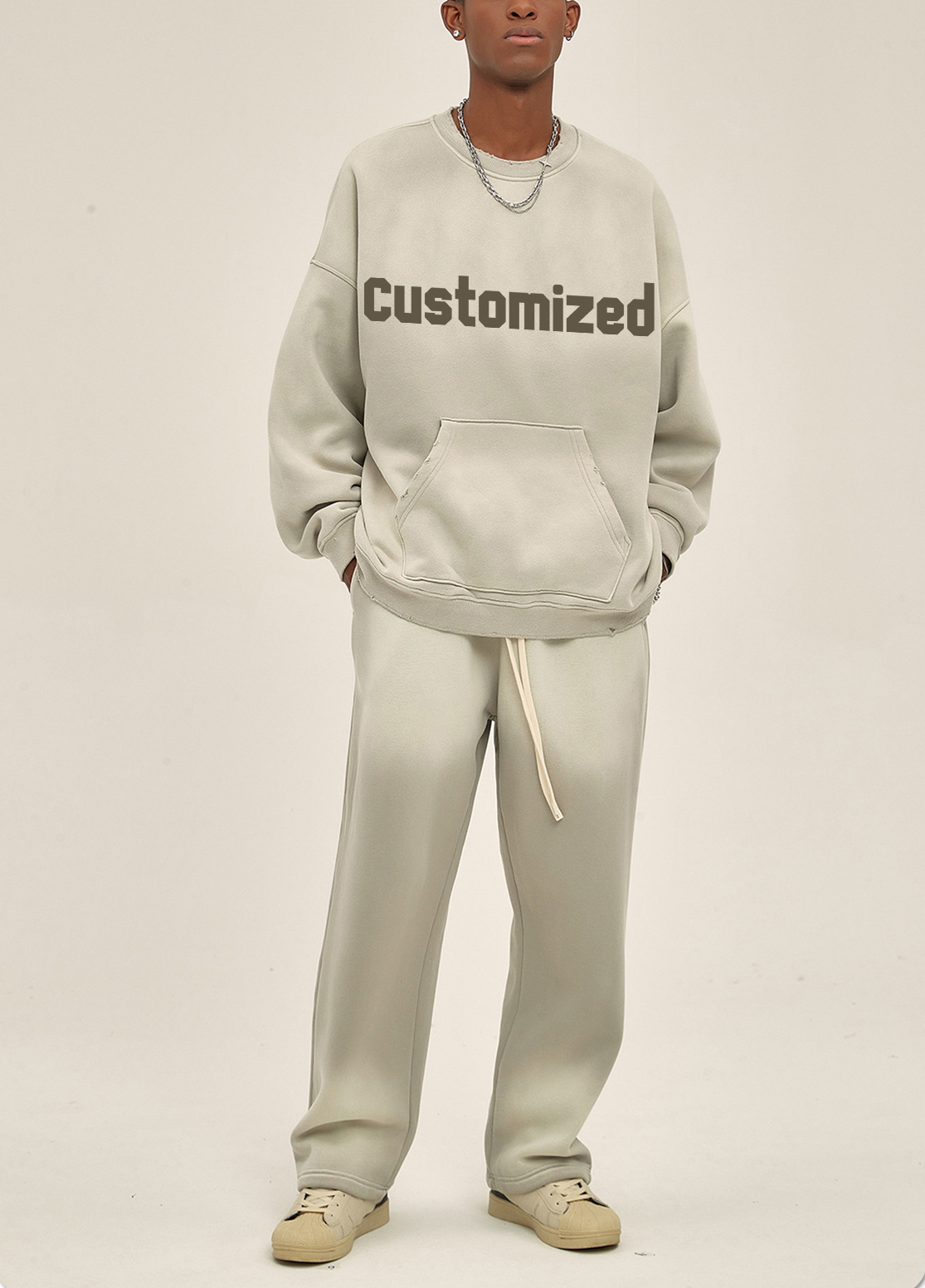 Wholesale 2024 Men Custom New Fashion Acid Wash Sweat Shirts Tracksuit Oversized Tracksuit Men Loose Fit Male Sweatsuit