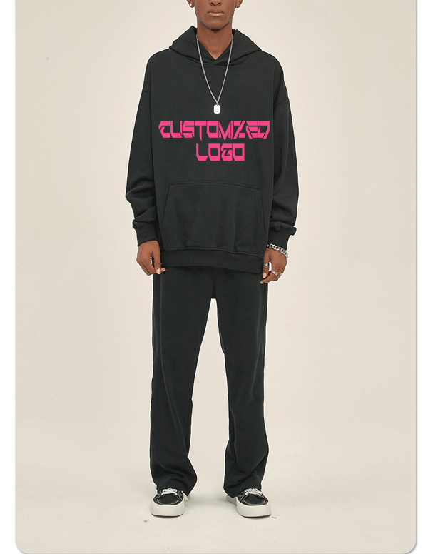 Custom Pullover Heavyweight Hoodies Flared Joggers Sweat Suits Unisex Sweatpants Sets Tracksuit Men Suits Set