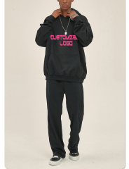 Custom Pullover Heavyweight Hoodies Flared Joggers Sweat Suits Unisex Sweatpants Sets Tracksuit Men Suits Set