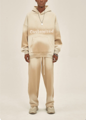 Custom Logo 380 Gsm Fleece Fashion Blank Heavyweight Wholesale Solid Color Hooded Oversized Cotton Men Hoodies Suit