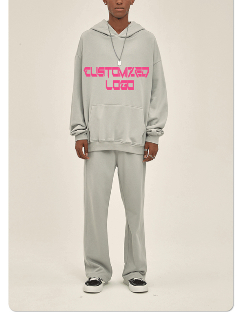 Custom Pullover Heavyweight Hoodies Flared Joggers Sweat Suits Unisex Sweatpants Sets Tracksuit Men Suits Set