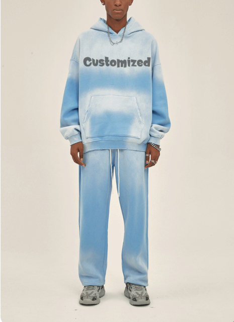 Custom Logo 380 Gsm Fleece Fashion Blank Heavyweight Wholesale Solid Color Hooded Oversized Cotton Men Hoodies Suit