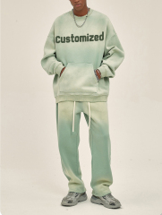 Wholesale 2024 Men Custom New Fashion Acid Wash Sweat Shirts Tracksuit Oversized Tracksuit Men Loose Fit Male Sweatsuit