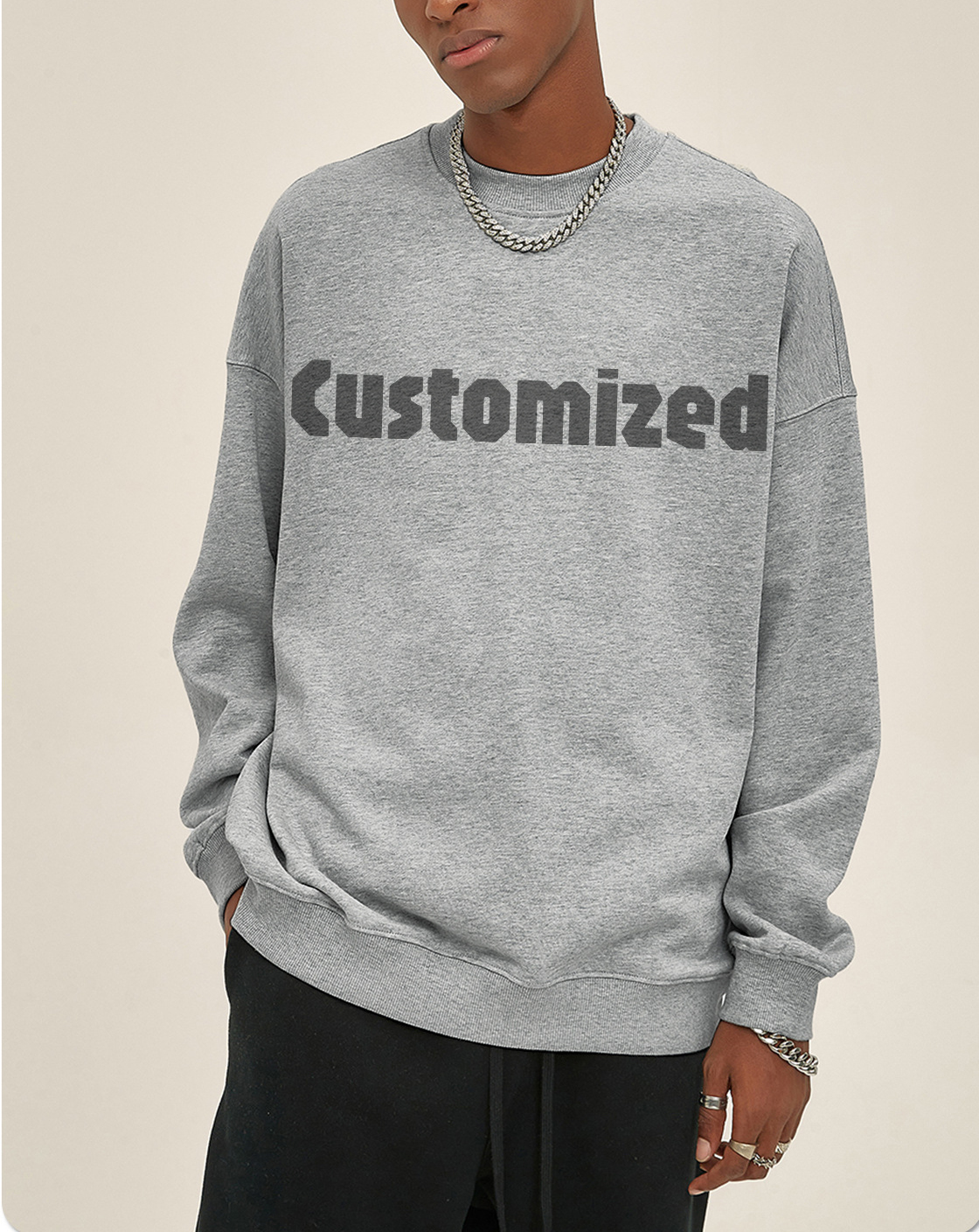 High Quality Casual Sweatshirt For Men And Women Universal Custom Graphic Oversized Embroidered Logo Long Sleeve T-Shirt Suit