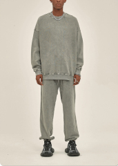 420g Men's Clothing Custom Sweater Batik Retro Washed Distress Fleece Pullover Long-sleeved Sweatshirts For Men Suit