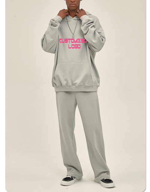 Custom Pullover Heavyweight Hoodies Flared Joggers Sweat Suits Unisex Sweatpants Sets Tracksuit Men Suits Set