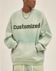 Wholesale 2024 Men Custom New Fashion Acid Wash Sweat Shirts Tracksuit Oversized Tracksuit Men Loose Fit Male Sweatsuit