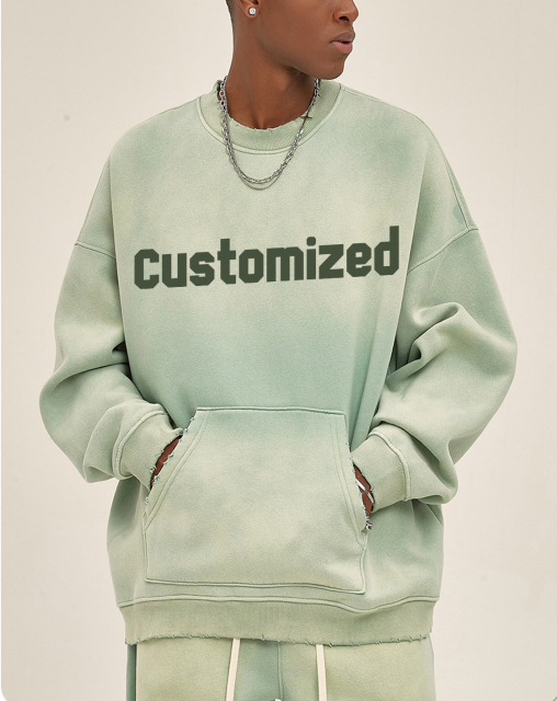 Wholesale 2024 Men Custom New Fashion Acid Wash Sweat Shirts Tracksuit Oversized Tracksuit Men Loose Fit Male Sweatsuit