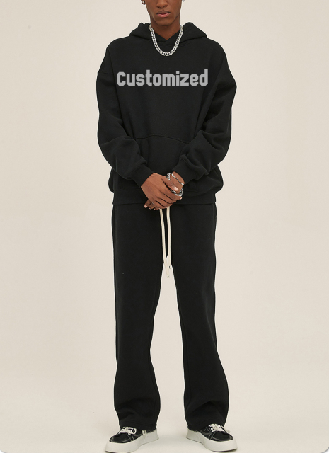 Customized Sweatsuit Fleece Oversized Blank Plain Tracksuits Men'S Hoodies Set