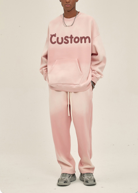 Custom Unisex Spring Tracksuit Sweatshirts Custom Logo Women Men Puff Print Track Suit
